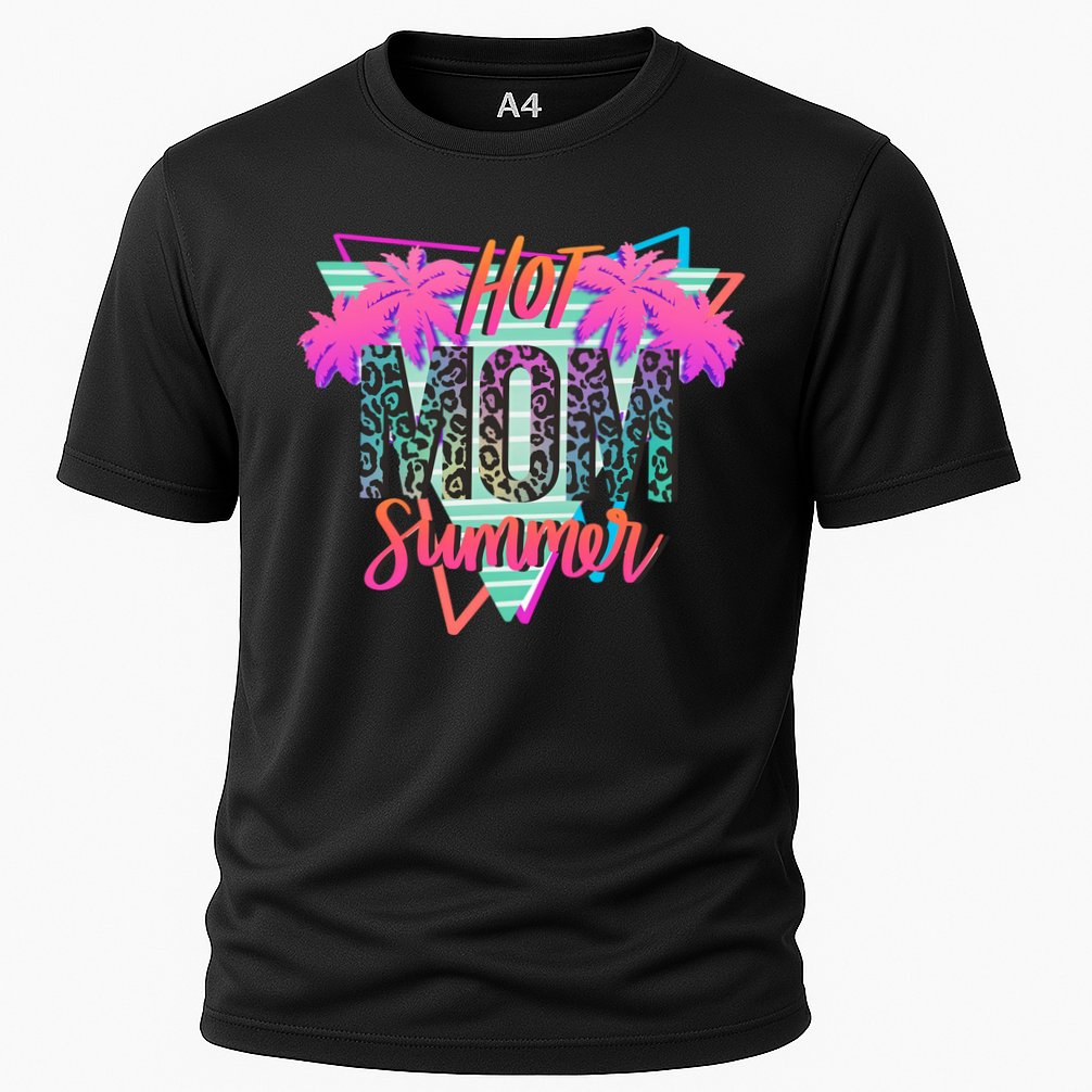 Hot Mom Summer Palms Tree Vintage Leopard Hot Mom Summer Performance Shirt