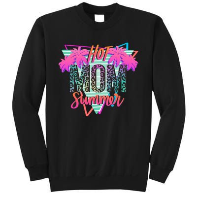 Hot Mom Summer Palms Tree Vintage Leopard Hot Mom Summer Sweatshirt