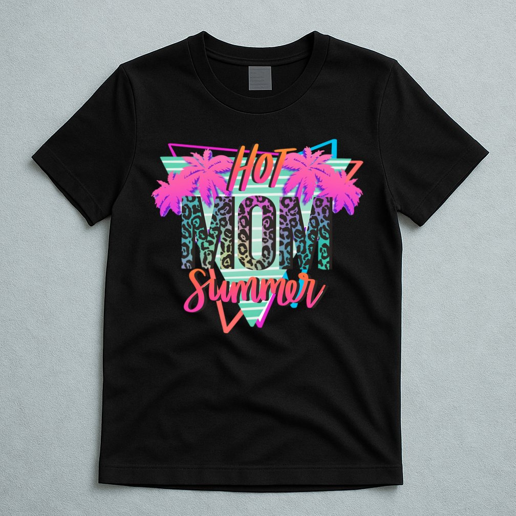 Hot Mom Summer Palms Tree Vintage Leopard Hot Mom Summer T-Shirt