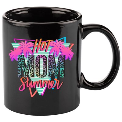 Hot Mom Summer Palms Tree Vintage Leopard Hot Mom Summer 11oz C Handle Ceramic Mug