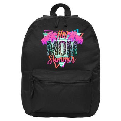Hot Mom Summer Palms Tree Vintage Leopard Hot Mom Summer 16 in Basic Backpack