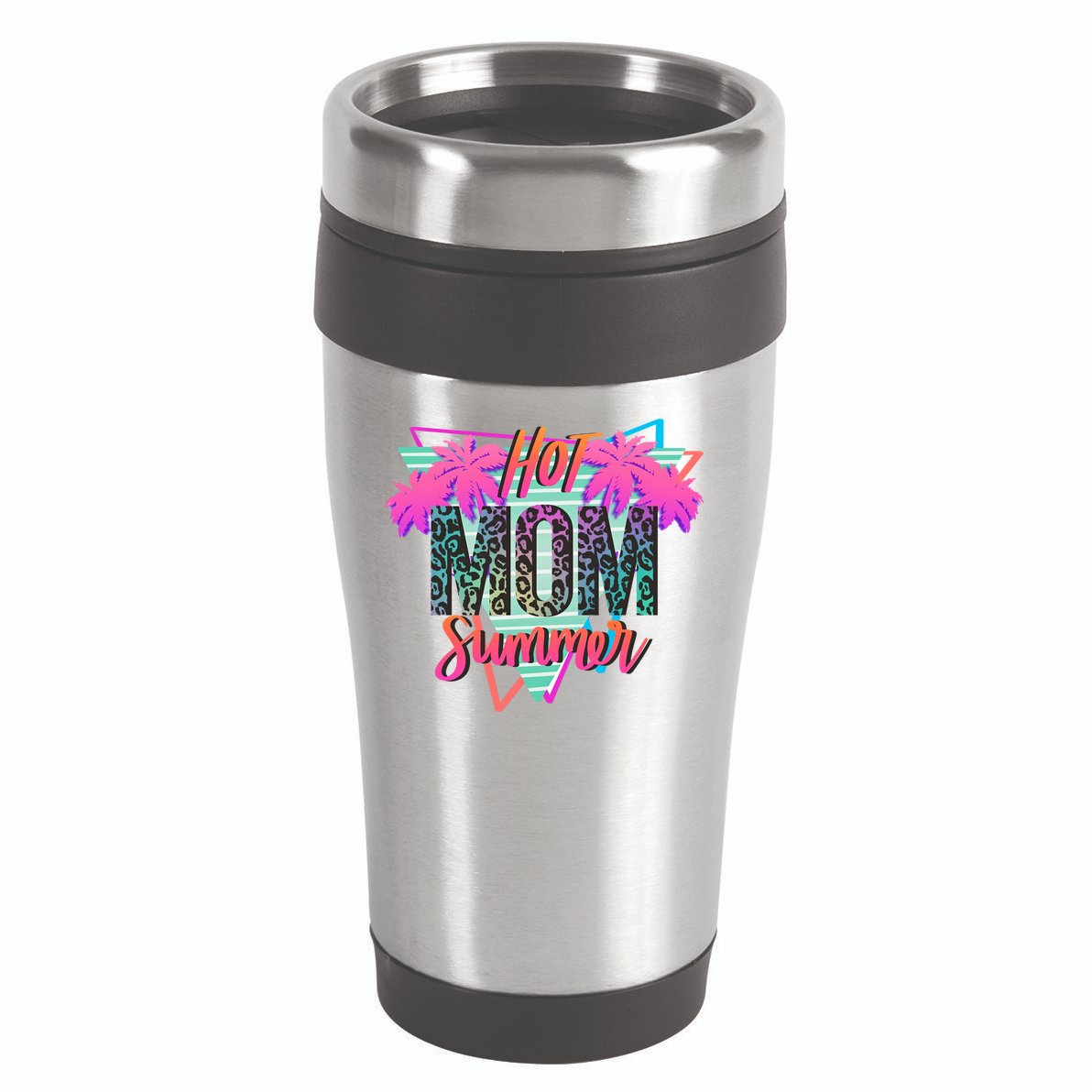 Hot Mom Summer Palms Tree Vintage Leopard Hot Mom Summer 16oz Travel Tumbler