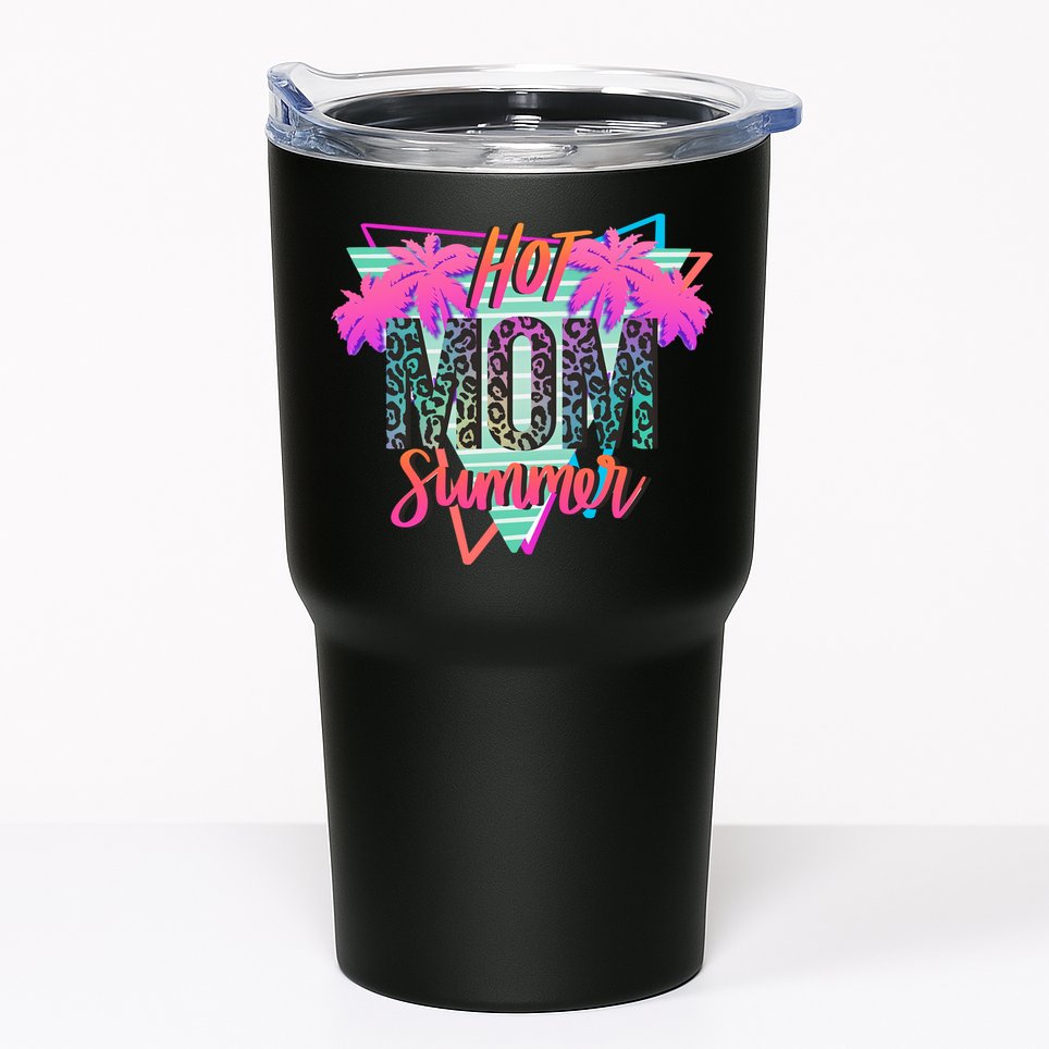 Hot Mom Summer Palms Tree Vintage Leopard Hot Mom Summer Tumbler