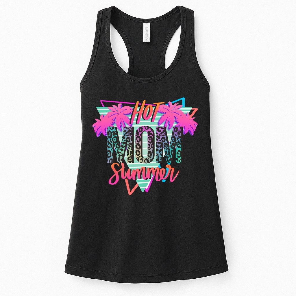 Hot Mom Summer Palms Tree Vintage Leopard Hot Mom Summer Womens Tank Top