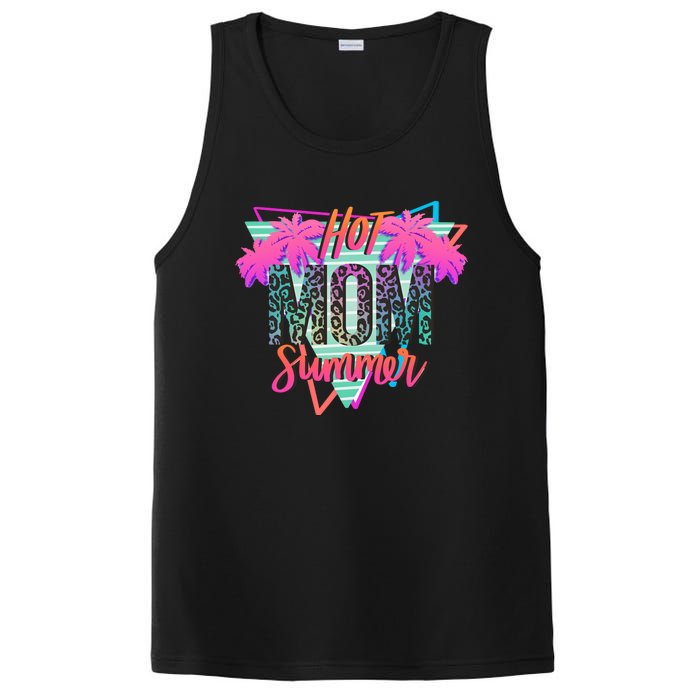 Hot Mom Summer Palms Tree Vintage Leopard Hot Mom Summer PosiCharge Competitor Tank