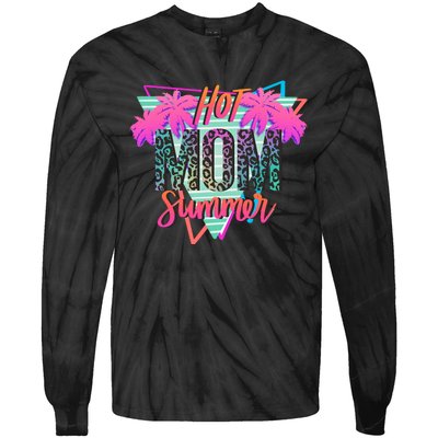 Hot Mom Summer Palms Tree Vintage Leopard Hot Mom Summer Tie-Dye Long Sleeve Shirt