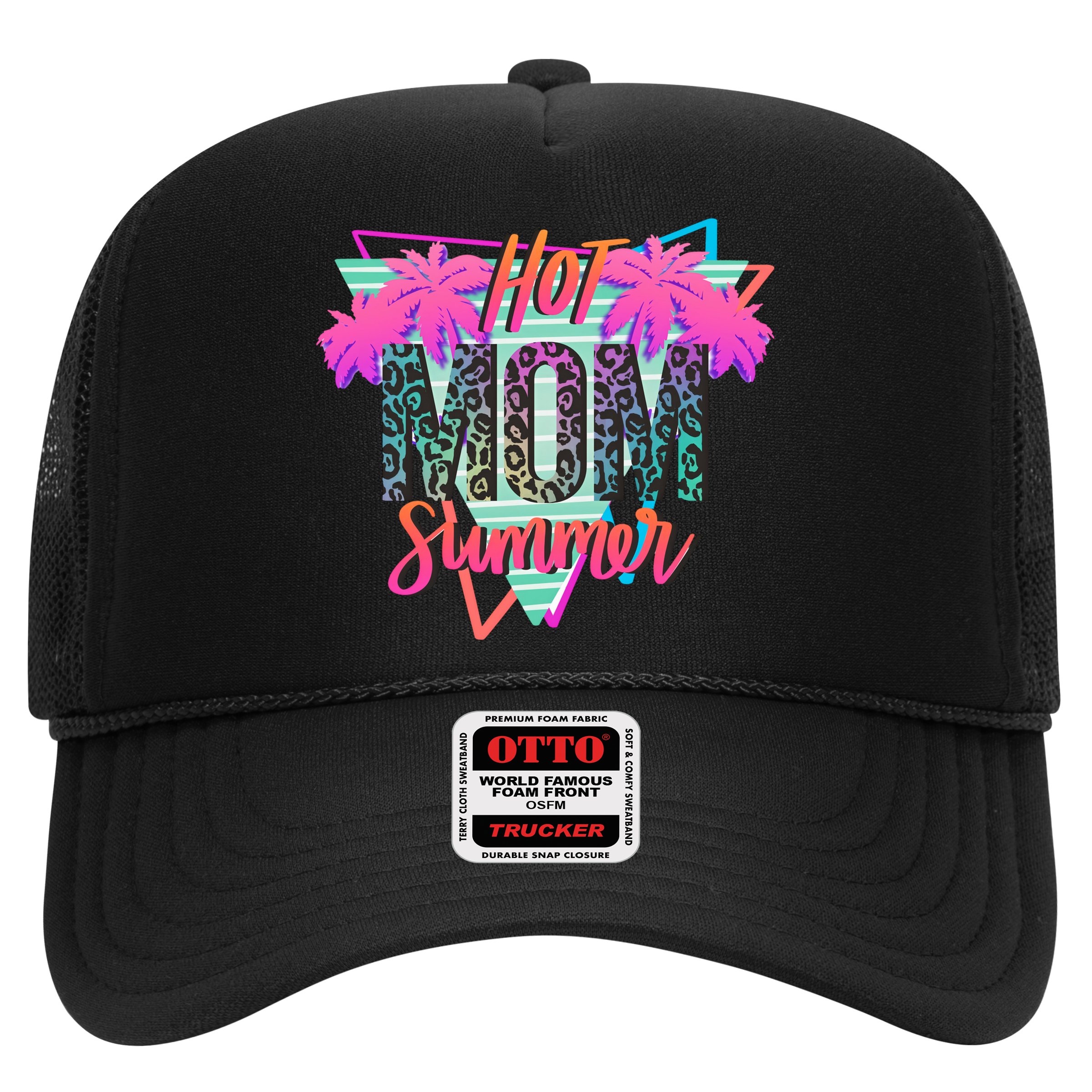 Hot Mom Summer Palms Tree Vintage Leopard Hot Mom Summer Hat