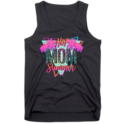 Hot Mom Summer Palms Tree Vintage Leopard Hot Mom Summer Tank Top