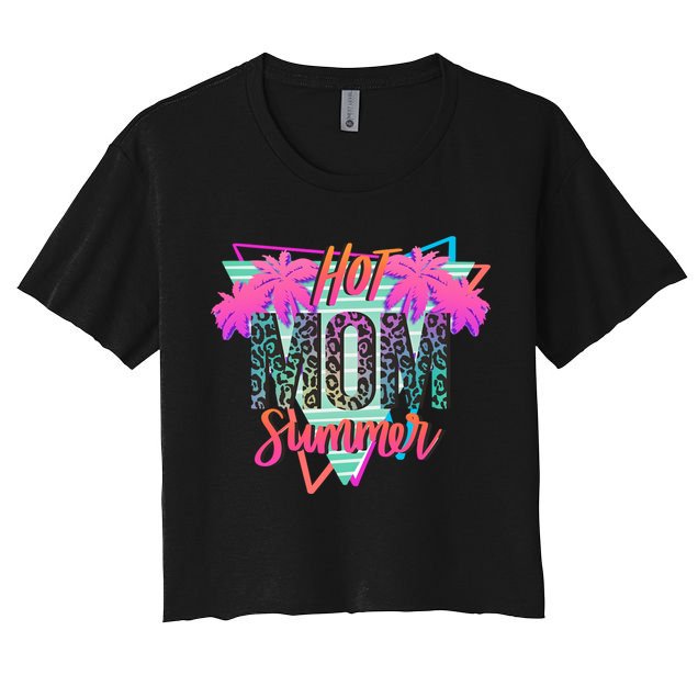 Hot Mom Summer Palms Tree Vintage Leopard Hot Mom Summer Crop Top