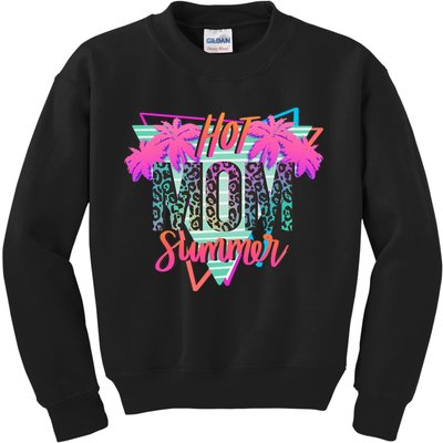 Hot Mom Summer Palms Tree Vintage Leopard Hot Mom Summer Kids Sweatshirt