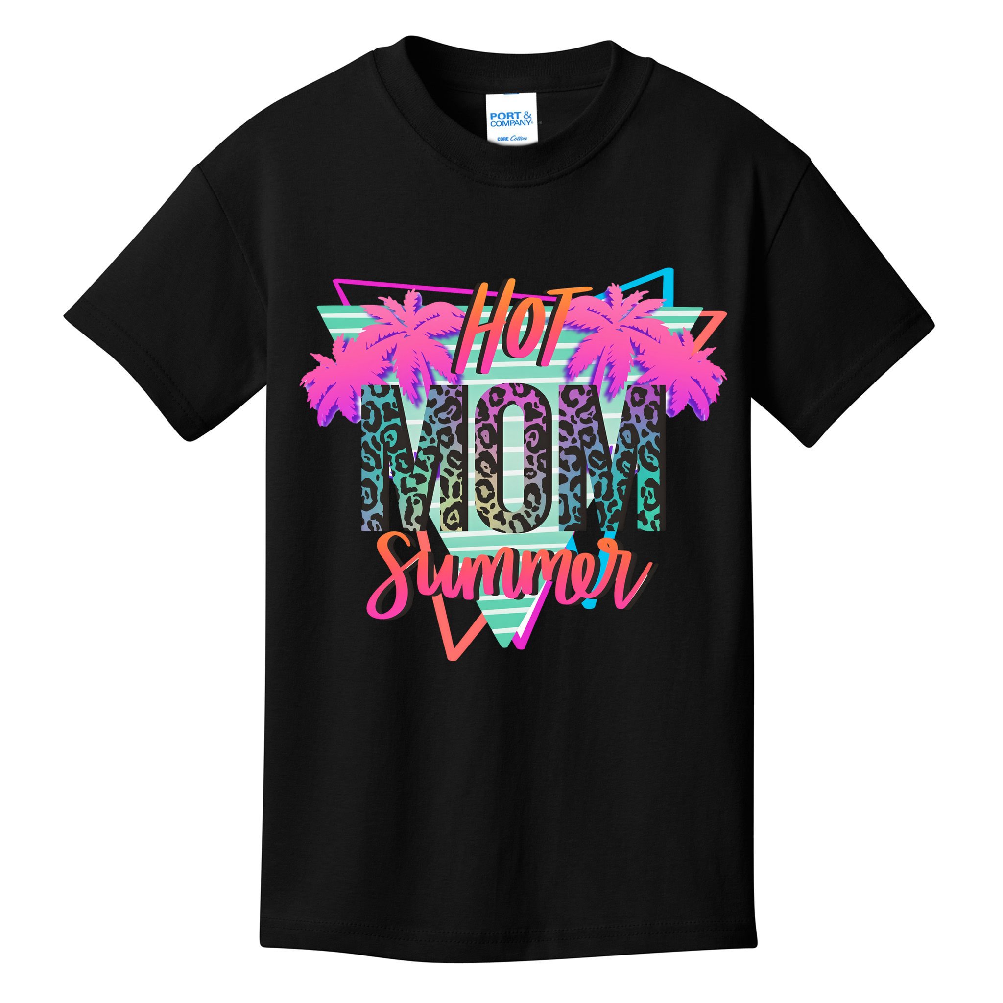Hot Mom Summer Palms Tree Vintage Leopard Hot Mom Summer Kids T-Shirt