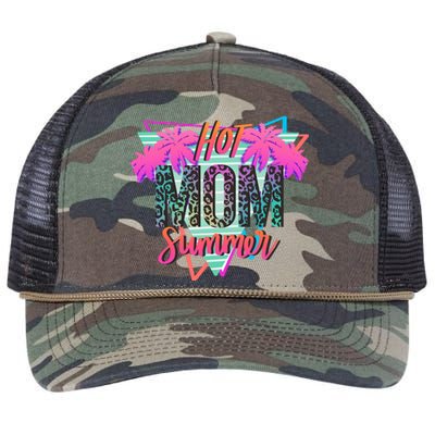 Hot Mom Summer Palms Tree Vintage Leopard Hot Mom Summer Retro Rope Trucker Hat Cap