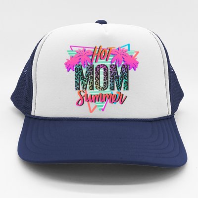 Hot Mom Summer Palms Tree Vintage Leopard Hot Mom Summer Trucker Hat