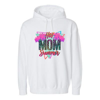 Hot Mom Summer Palms Tree Vintage Leopard Hot Mom Summer Garment-Dyed Fleece Hoodie