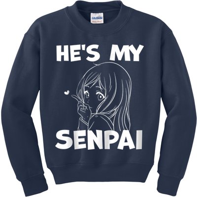 He's My Senpai Funny Anime Matching Couple Girlfriend Gift Zip Hoodie Kids Sweatshirt