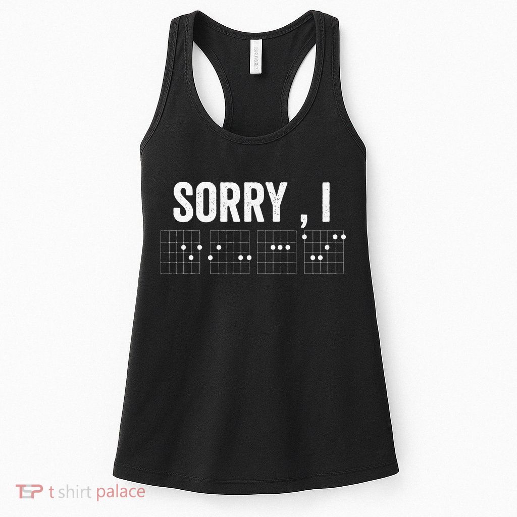 Hidden Message Sorry I-DGAF Chords Guitar Womens Tank Top
