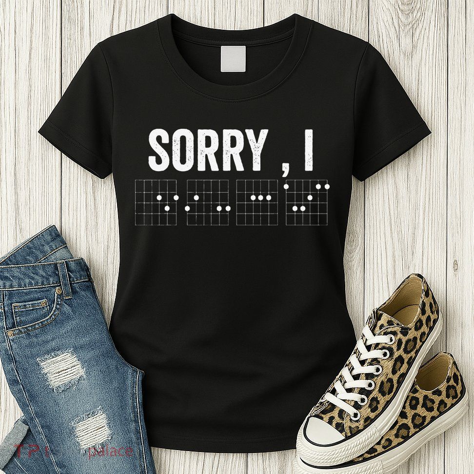 Hidden Message Sorry I-DGAF Chords Guitar Womens T-Shirt