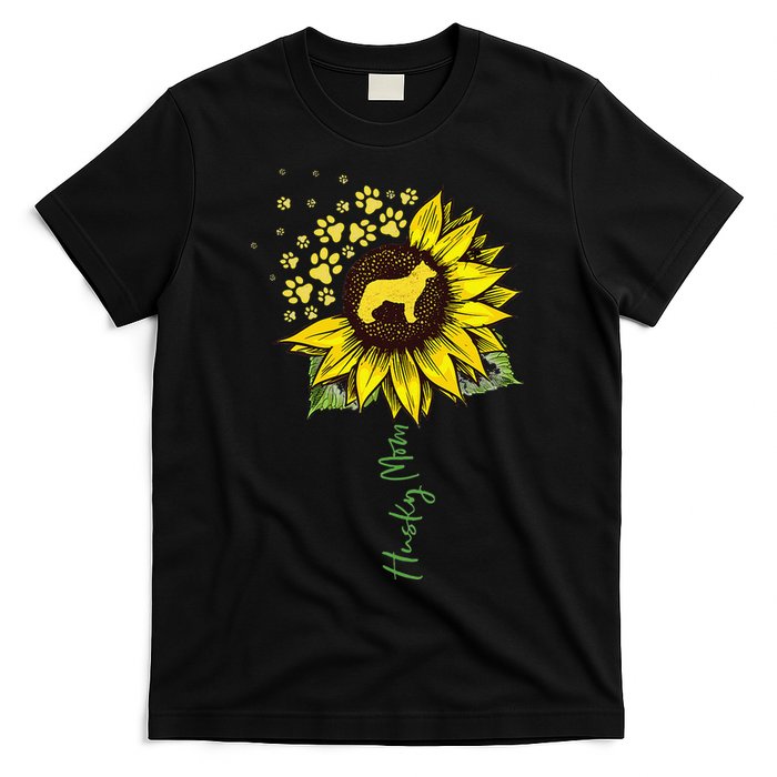 Husky Mom Sunflower Siberian Husky Lover Gifts Dog Mom Mama T-Shirt