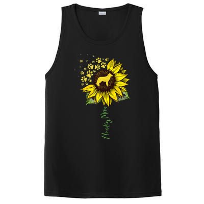 Husky Mom Sunflower Siberian Husky Lover Gifts Dog Mom Mama PosiCharge Competitor Tank