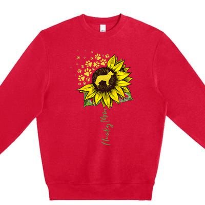 Husky Mom Sunflower Siberian Husky Lover Gifts Dog Mom Mama Premium Crewneck Sweatshirt