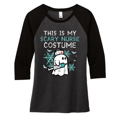 Halloween My Scary Nurse Costume Funny Ghost Scrub Women's Tri-Blend 3/4-Sleeve Raglan Shirt