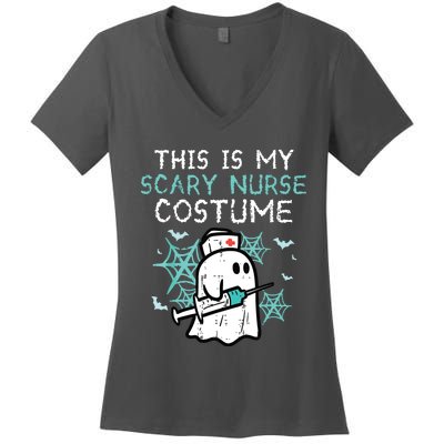 Halloween My Scary Nurse Costume Funny Ghost Scrub Women's V-Neck T-Shirt