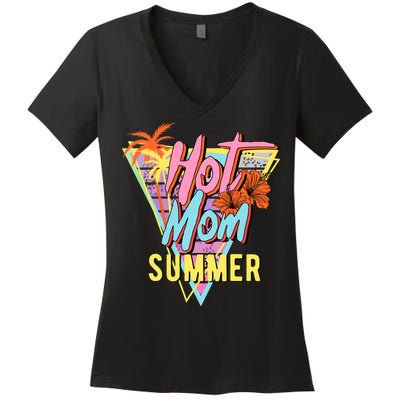 Hot Mom Summer Hawaiian Hibiscus Beach Cute Tropical Tank Top Women's V-Neck T-Shirt