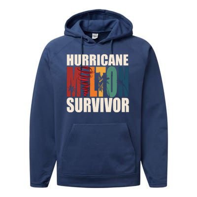 Hurricane Milton Survivor Florida Awareness Performance Fleece Hoodie