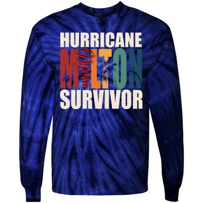 Hurricane Milton Survivor Florida Awareness Tie-Dye Long Sleeve Shirt