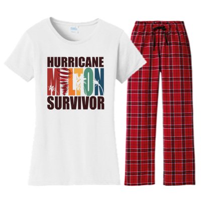 Hurricane Milton Survivor Florida Awareness Women's Flannel Pajama Set