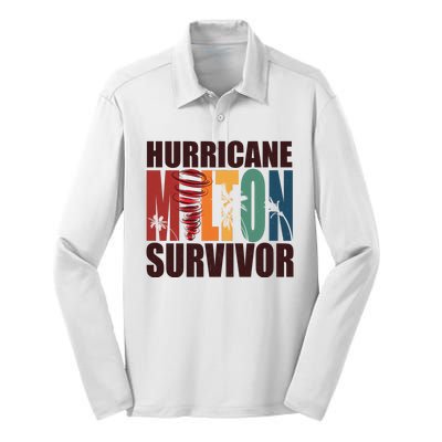 Hurricane Milton Survivor Florida Awareness Silk Touch Performance Long Sleeve Polo