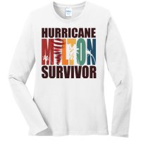 Hurricane Milton Survivor Florida Awareness Ladies Long Sleeve Shirt