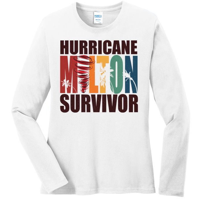 Hurricane Milton Survivor Florida Awareness Ladies Long Sleeve Shirt