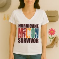 Hurricane Milton Survivor Florida Awareness Women's V-Neck T-Shirt