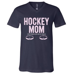 Hockey Mom Stop Staring At My Faceoff Circles V-Neck T-Shirt