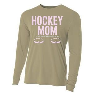 Hockey Mom Stop Staring At My Faceoff Circles Cooling Performance Long Sleeve Crew