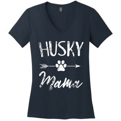 Husky Mama Siberian Husky Lover Owner Gifts Dog Mom Women's V-Neck T-Shirt