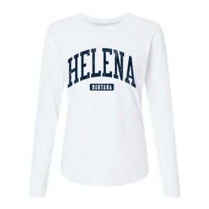 Helena Montana Style Blue Womens Cotton Relaxed Long Sleeve T-Shirt