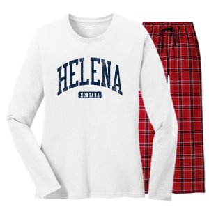 Helena Montana Style Blue Women's Long Sleeve Flannel Pajama Set 