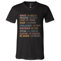 History Month Strong Women Empowered Gift Feminist V-Neck T-Shirt