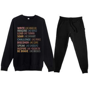 History Month Strong Women Empowered Gift Feminist Premium Crewneck Sweatsuit Set