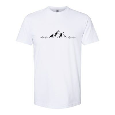 Hiking Mountains Heartbeat Hiker Adventures Gift For Skier Softstyle CVC T-Shirt