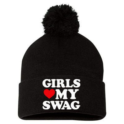 Heart My Swag Girl Love my Swag Valentine's Day Heart Pom Pom 12in Knit Beanie