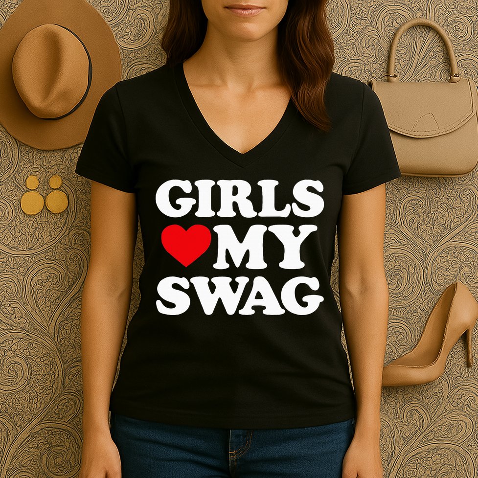Heart My Swag Girl Love my Swag Valentine's Day Heart Women's V-Neck T-Shirt