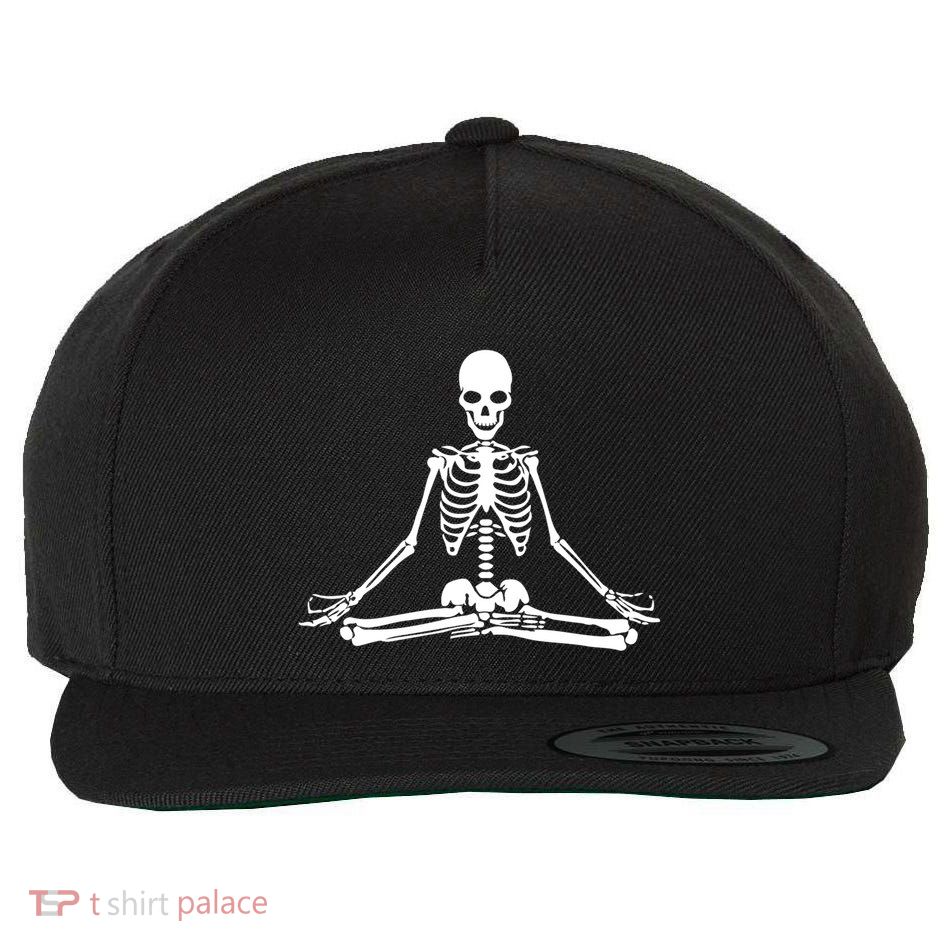 Halloween Meditating Skeleton Yoga Funny Gift Wool Snapback Cap