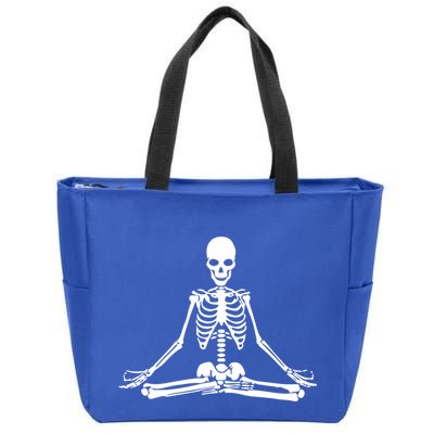 Halloween Meditating Skeleton Yoga Funny Gift Zip Tote Bag
