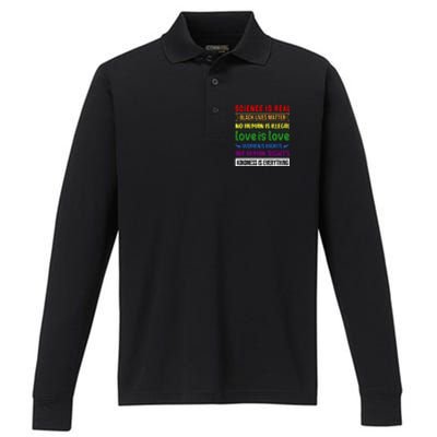 History Month Science Is Real Black Live Matter LGBT Pride Performance Long Sleeve Polo