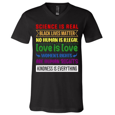 History Month Science Is Real Black Live Matter LGBT Pride V-Neck T-Shirt