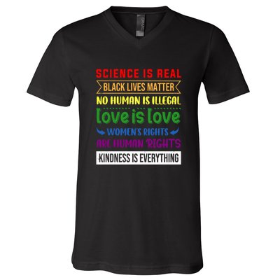 History Month Science Is Real Black Live Matter LGBT Pride V-Neck T-Shirt