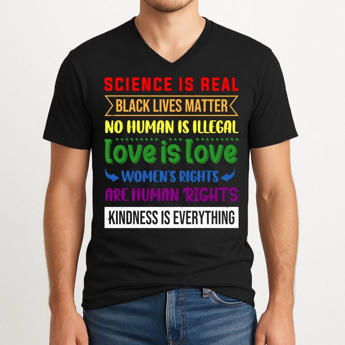 History Month Science Is Real Black Live Matter LGBT Pride V-Neck T-Shirt